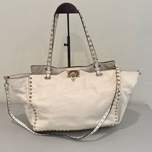 Valentino Rockstud two-way Leather Tote with Gold Hardware
